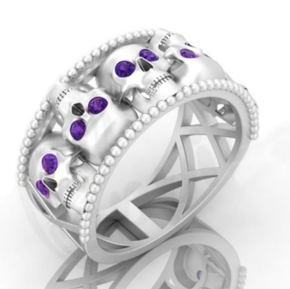 Purple Eye Skull Chunky Ring